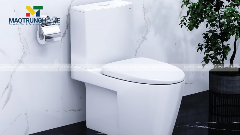 Bàn Cầu CAESAR CTS1325 Thùng T1125 1 Nhấn Nắp Êm sở hữu kỹ thuật xả thẳng tiên tiến