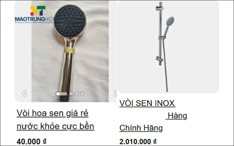 Vòi sen nhựa có mức giá rẻ hơn vòi sen inox