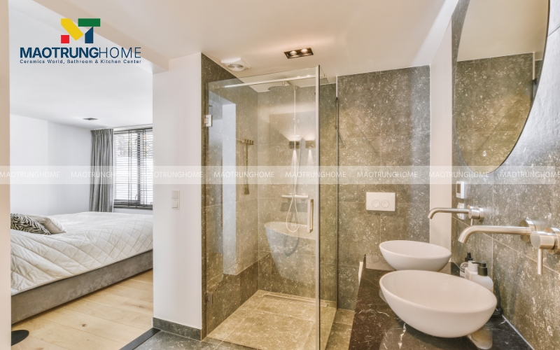 Cận cảnh bề mặt gạch Porcelain lát sàn nhà vệ sinh chống trơn trượt