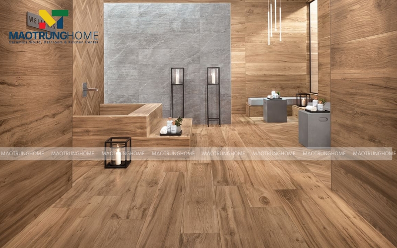 Gạch giả gỗ men mờ màu sáng