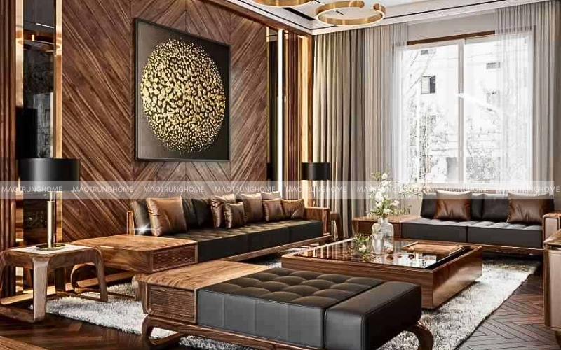 Gạch giả gỗ men bóng lát phòng khách 