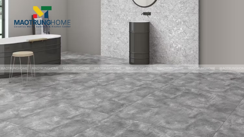 Phối gạch nhà vệ sinh màu xám: Phong cách Tối giản (Mẫu 2)