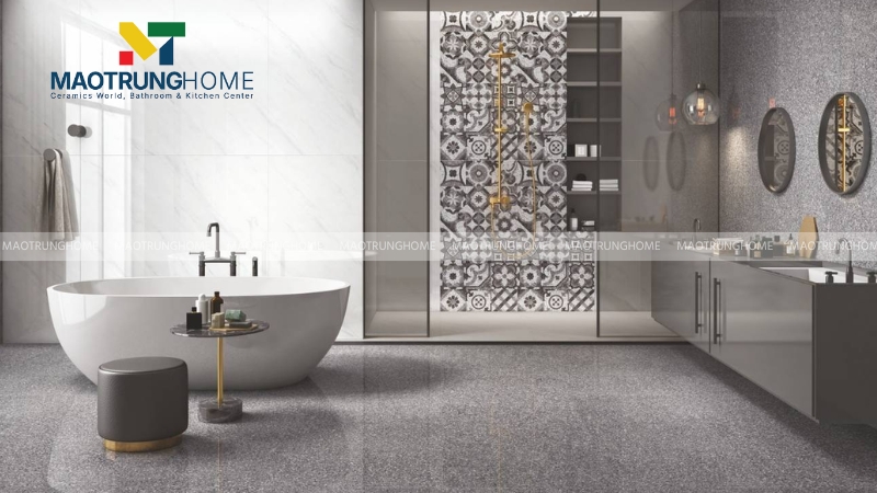 Phối gạch nhà vệ sinh màu xám: Phong cách sang trọng (Mẫu 3)