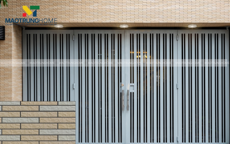 Tường cửa chính ốp gạch thẻ hiện đại