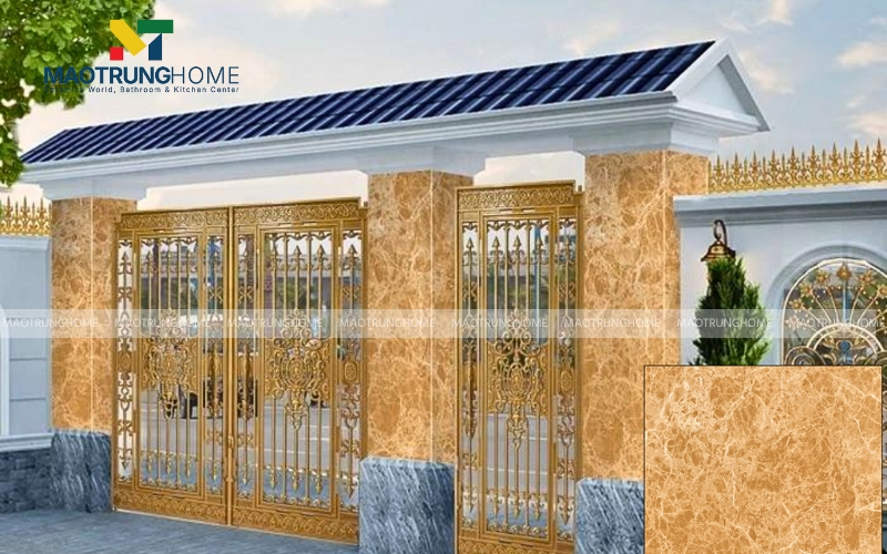 Tường cửa chính ốp gạch giả vân đá