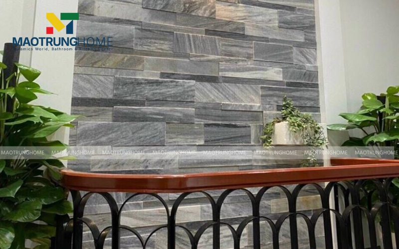 Tường tiểu cảnh ốp gạch giả đá vân