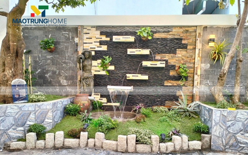 Tiểu cảnh trong nhà với gạch 3D tạo hiệu ứng bậc thang