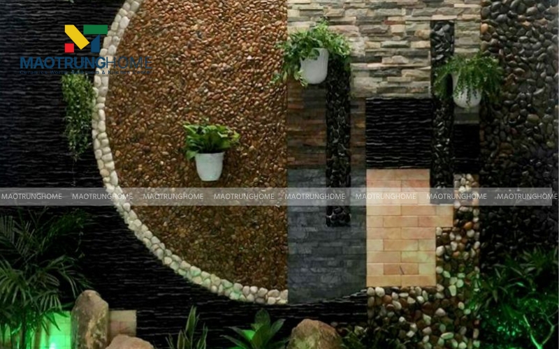 Tiểu cảnh trong nhà với gạch tạo hiệu ứng đẹp mắt