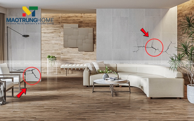 Tường gạch xuất hiện các vết nứt trên bề mặt
