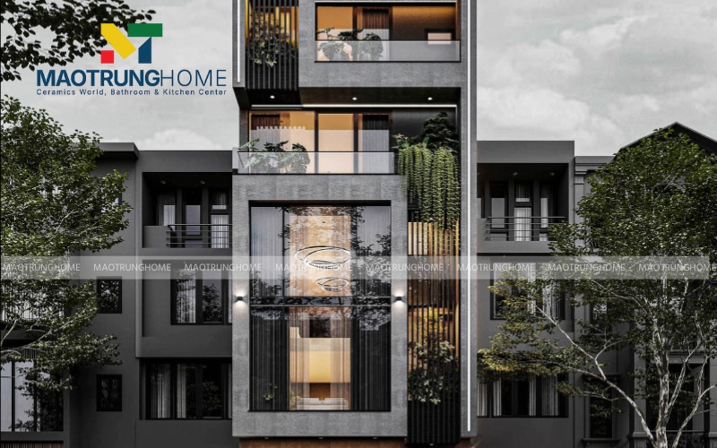 Gạch ốp tường khổ lớn màu xám