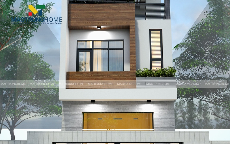 Nhà ốp gạch giả gỗ màu tự nhiên