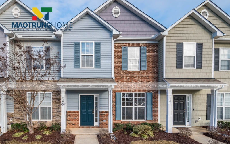 Tường ốp gạch thẻ nhiều màu 