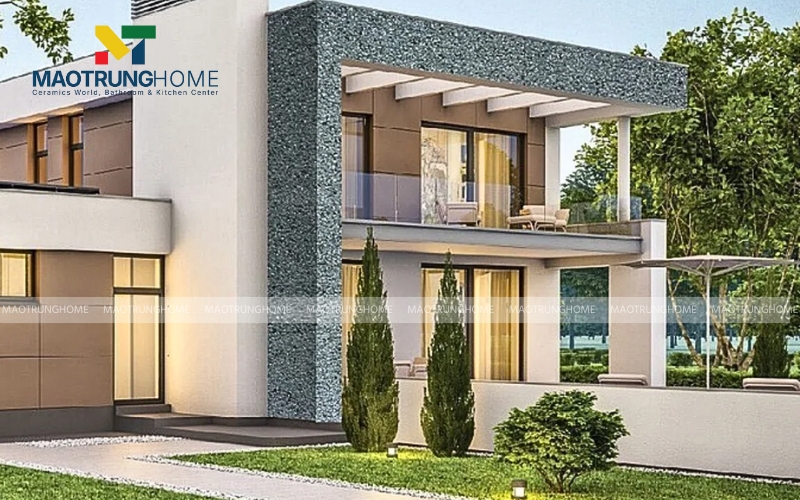 Nhà ốp gạch giả đá mè đen