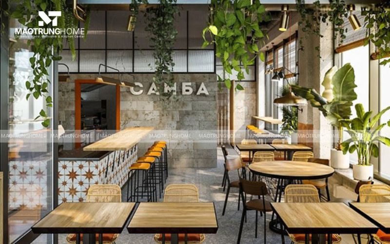 Quán coffee gạch bông trang trí