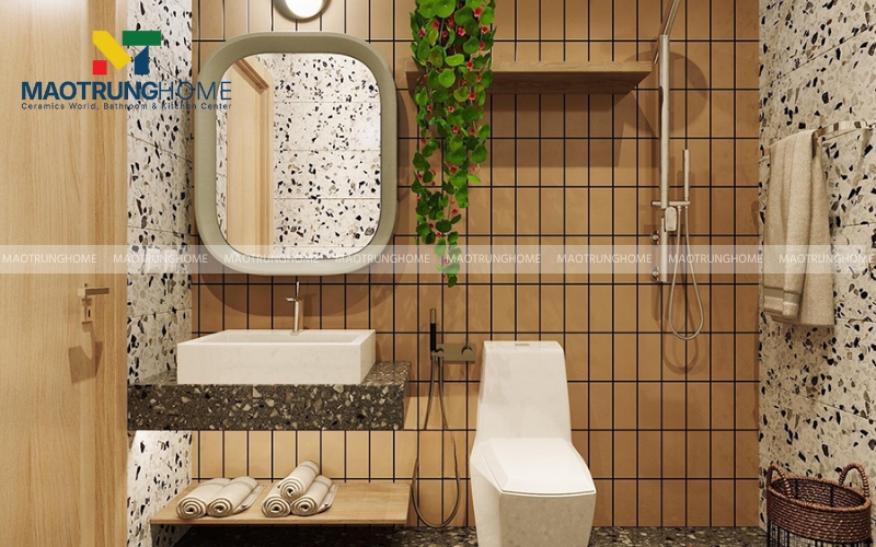 Gạch thẻ tông màu nâu trung tính