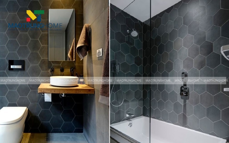 Gạch thẻ tông màu xám đậm độc đáo