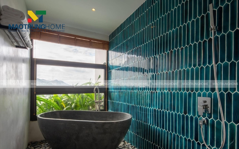 Gạch thẻ to tông màu xanh đậm