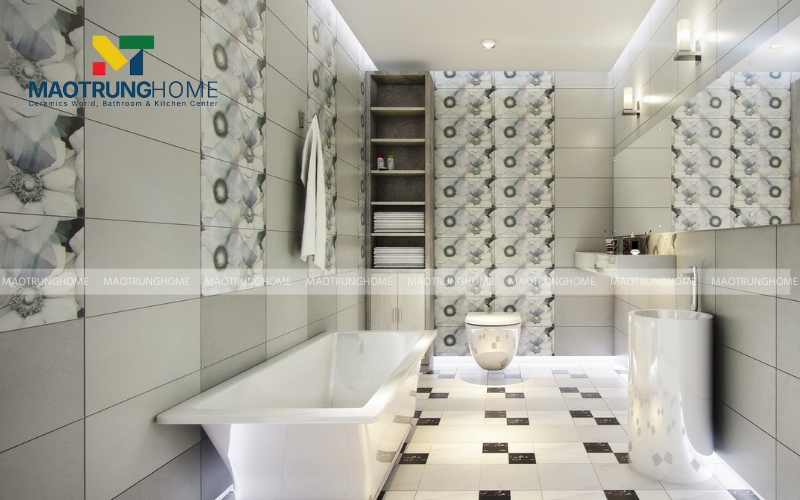 Gạch thẻ ốp nhà vệ sinh kiểu xo le