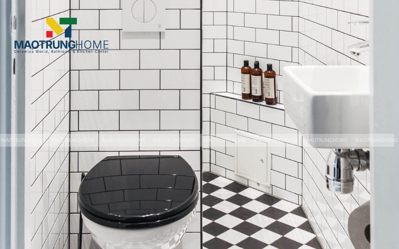 Gạch thẻ ốp nhà vệ sinh kiểu thẳng hàng