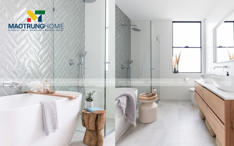 Gạch thẻ ốp nhà vệ sinh kiểu xương cá