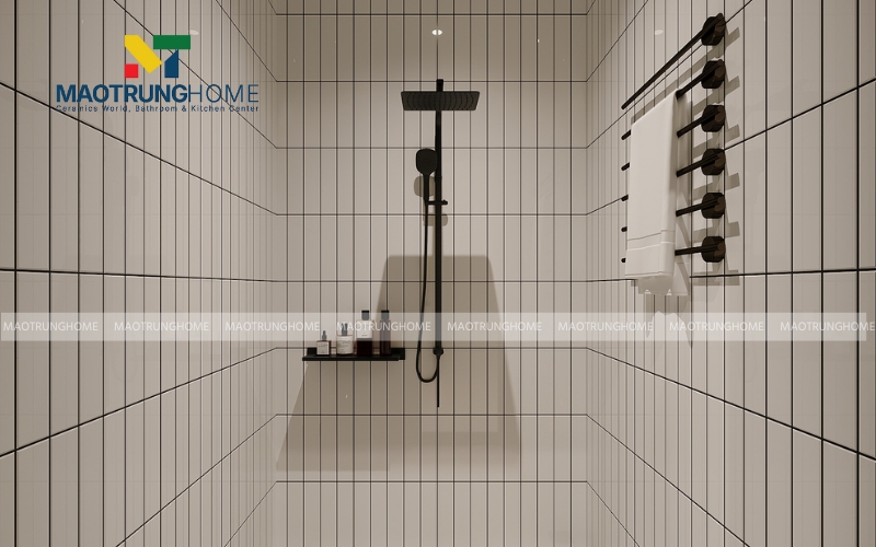 Nhà vệ sinh ốp gạch thẻ trắng tinh tế