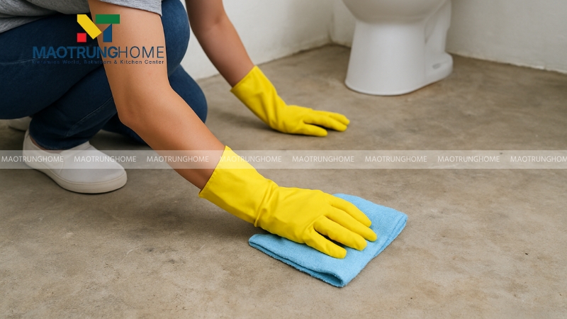 Vệ sinh nền nhà vệ sinh sạch sẽ
