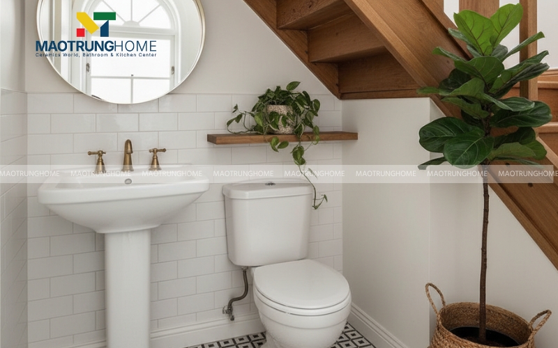 Nhà vệ sinh kết hợp cùng những chi tiết gỗ