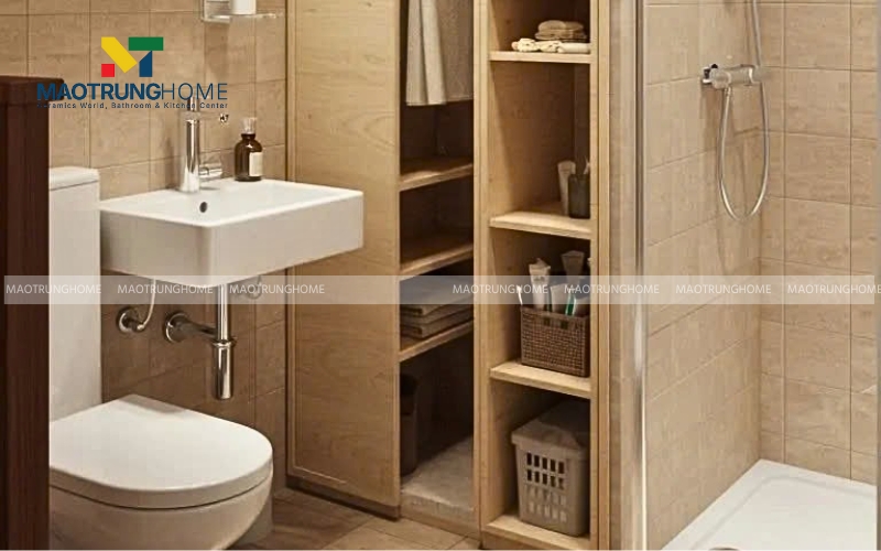 Nhà vệ sinh cùng nội thất gỗ sang trọng