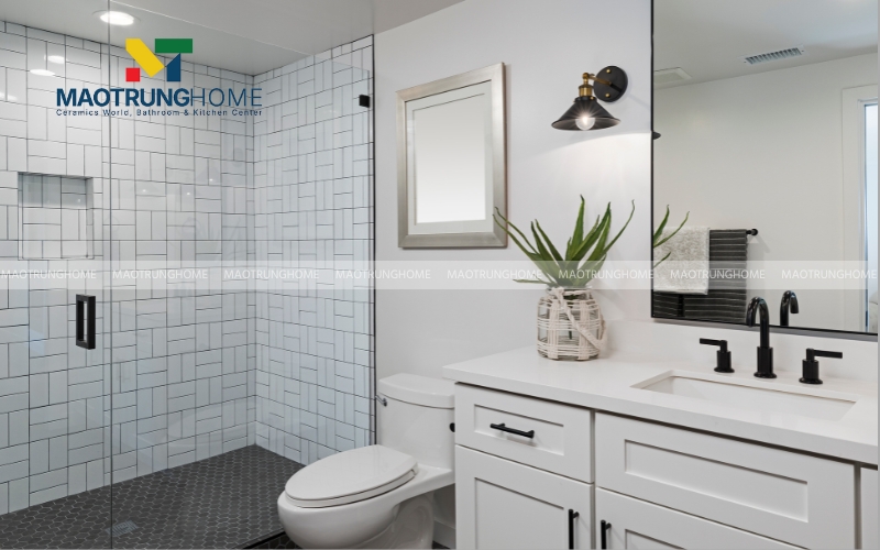 Thiết kế nhà vệ sinh 6m2 hiện đại và thoáng với vách kính tắm đứng