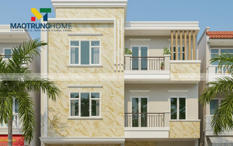 Ngôi nhà phố hiện đại được ốp gạch màu sáng