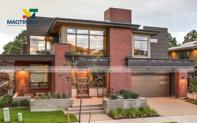 Gạch ốp mặt tiền đơn giản