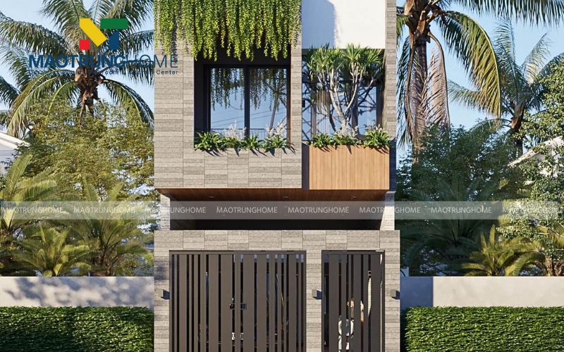 Gạch ốp mặt tiền màu nâu trung tính