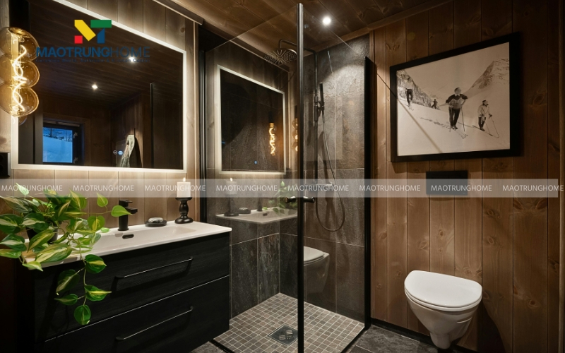 Kết hợp đèn led vào nhà vệ sinh giúp không gian thêm sang trọng