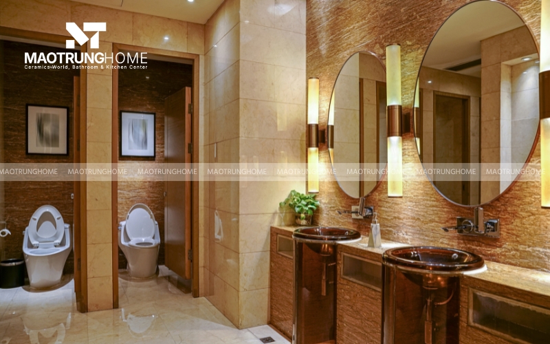 Nhà vệ sinh phong cách đơn giản ấm áp nhưng vẫn rất sang trọng