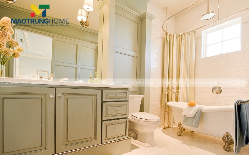 Tủ lavabo tân cổ điển với đường nét mềm mại