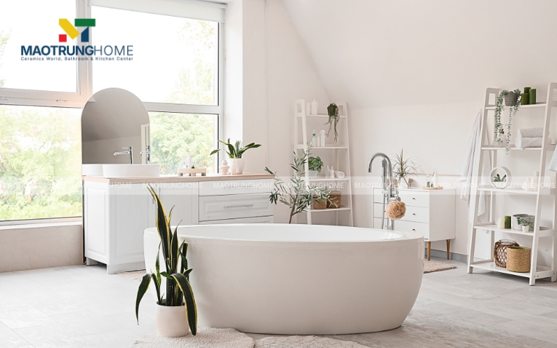 Không gian nhà vệ sinh Địa Trung Hải đầy đủ tiện nghi