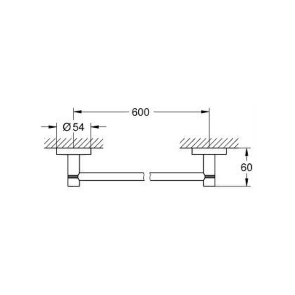 Thanh treo khăn Essentials 600mm GROHE 1022512430 - Ảnh 3
