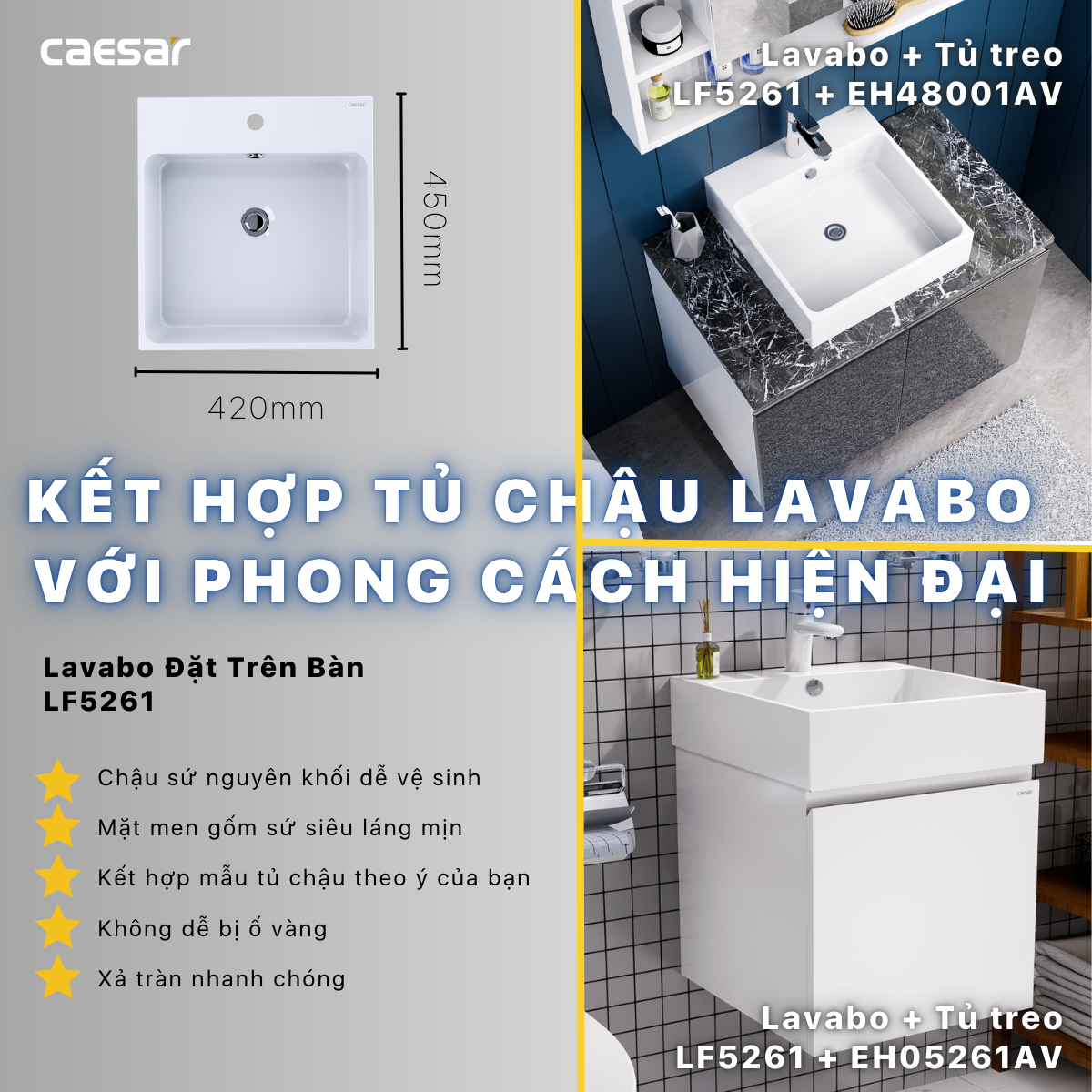 Lavabo và tủ treo LF5261- EH05261AV - Ảnh 11