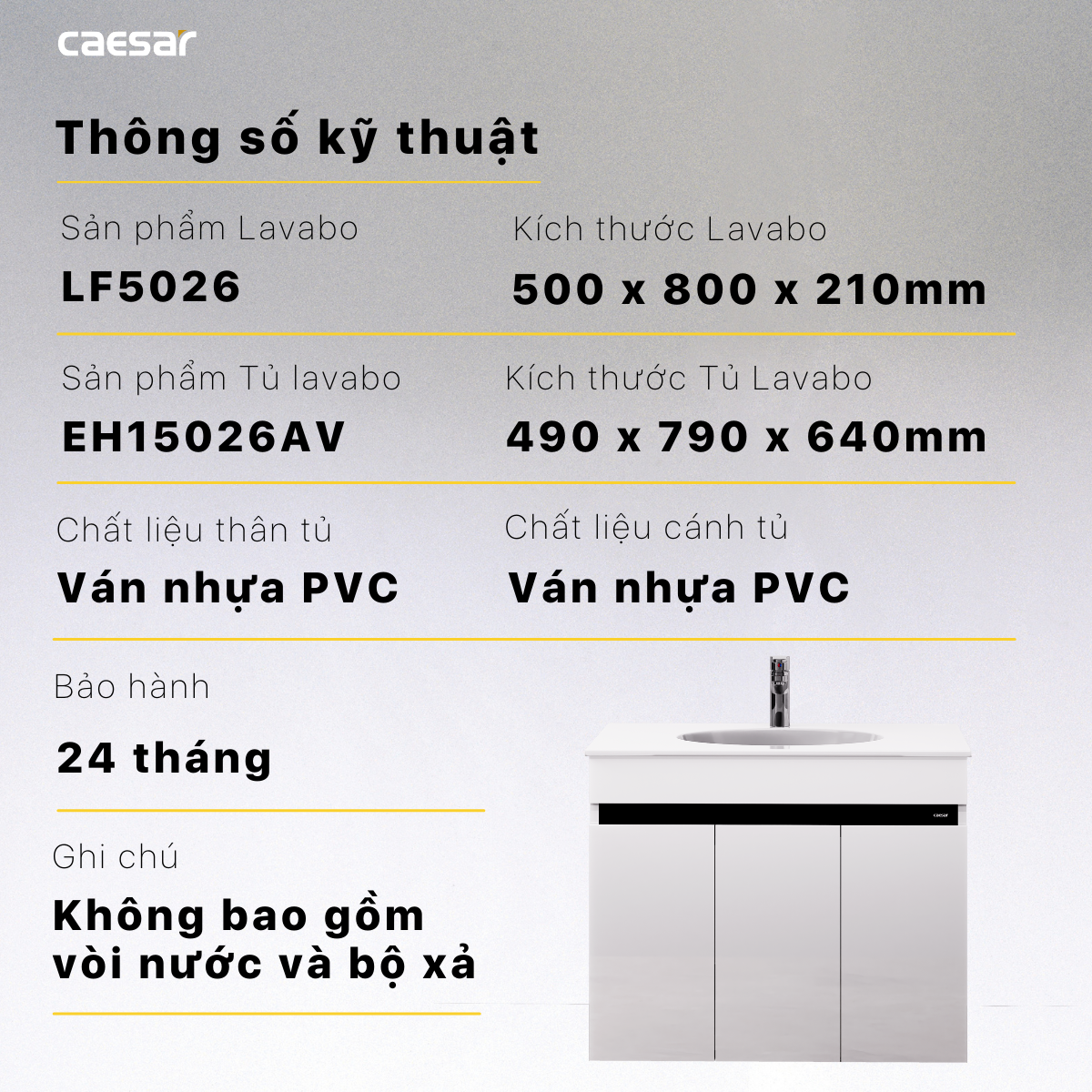 Lavabo + Tủ Treo - LF5026 + EH15026AV - Ảnh 15