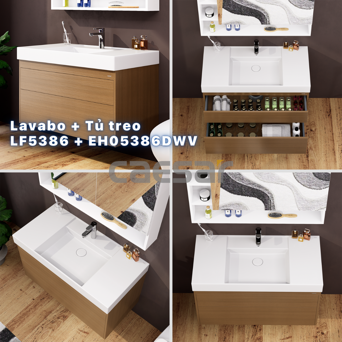 Lavabo + Tủ treo - LF5386 + EH05386DWV - Ảnh 15