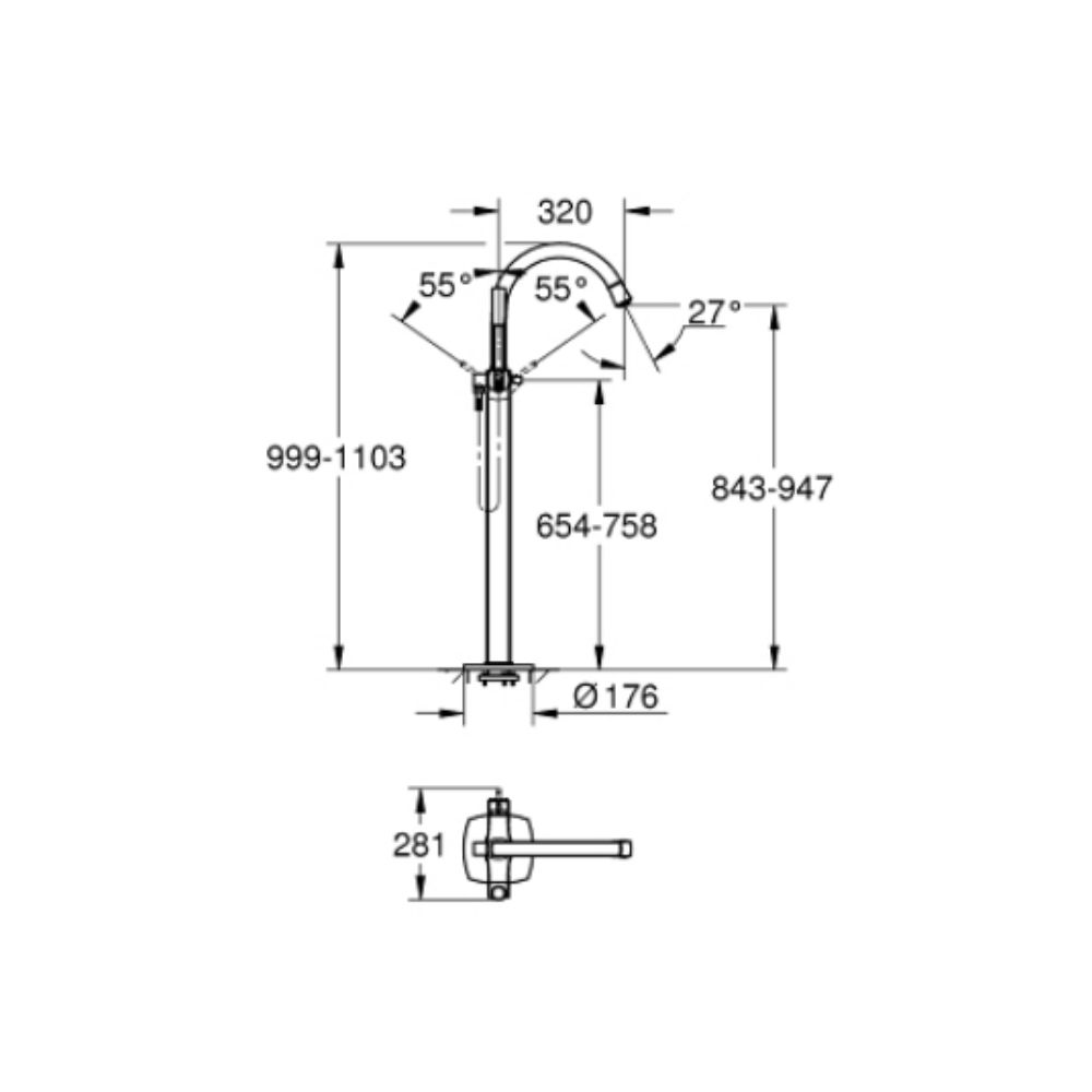 Vòi xả bồn tắm đặt sàn Grandera GROHE 24375IG0 - Ảnh 3
