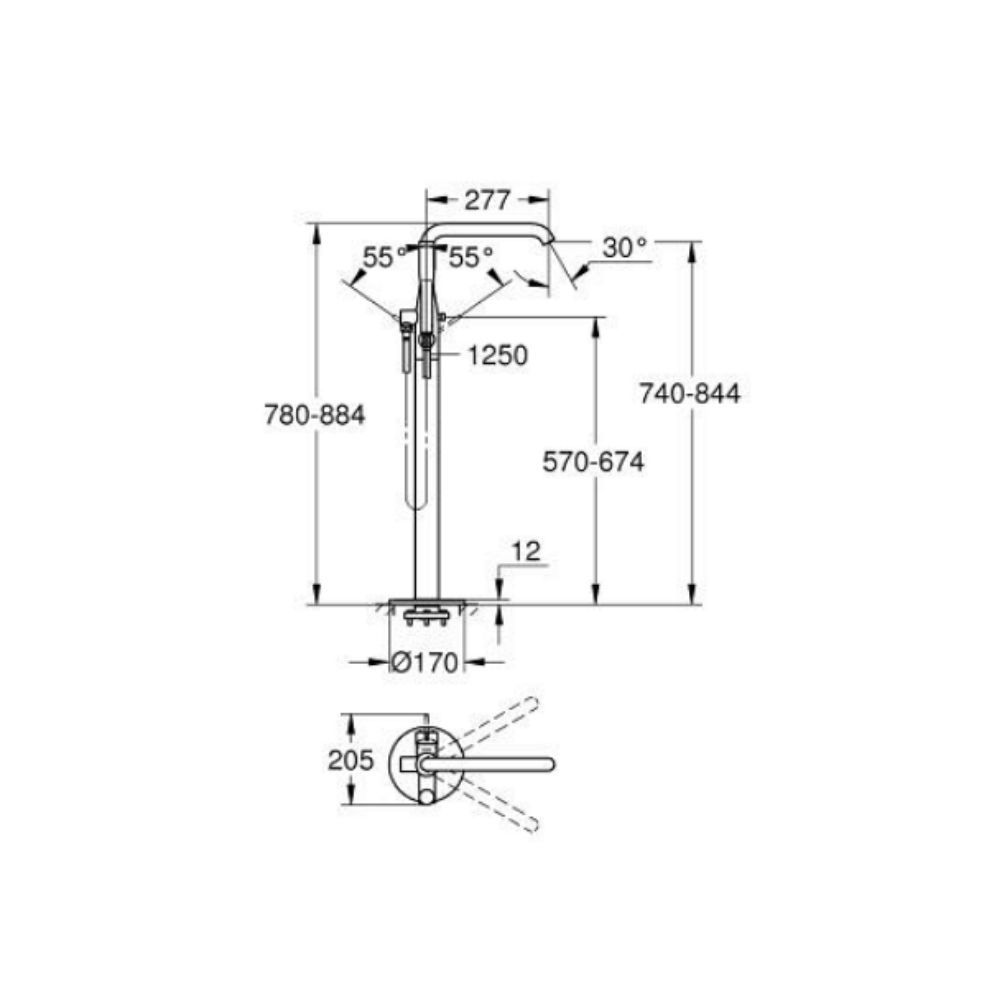 Vòi xả bồn tắm đặt sàn nóng lạnh Essence GROHE 25248KF1 - Ảnh 3