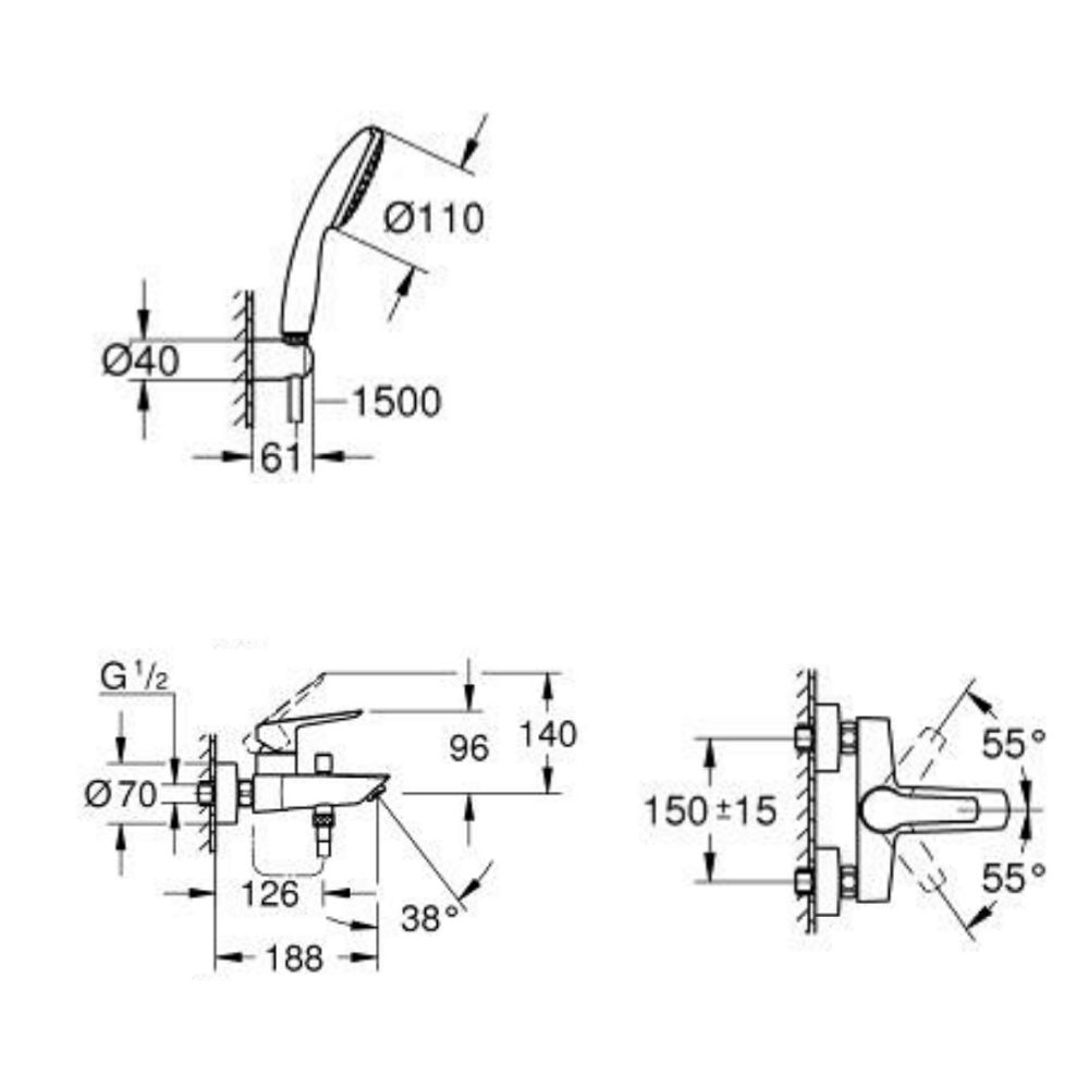 Bộ sen tắm nóng lạnh Eurosmart GROHE 25276003 - Ảnh 3