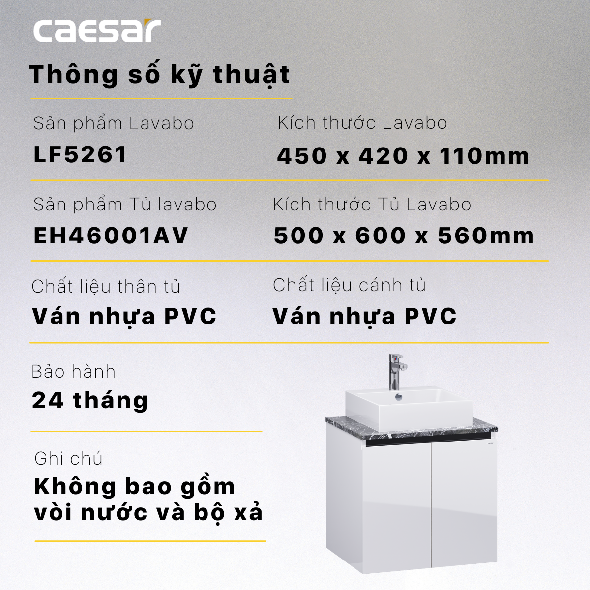 Lavabo và tủ treo LF5261 - EH46001AV - Ảnh 13