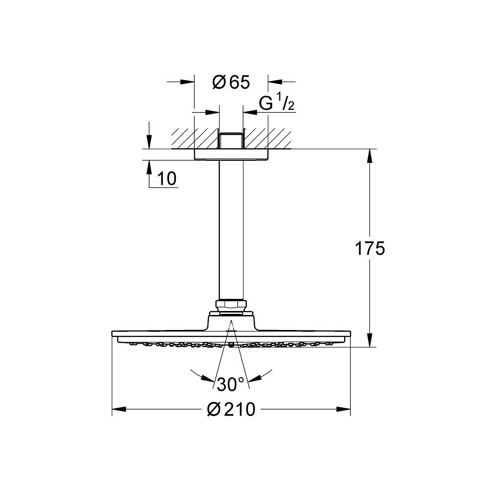 Bộ bát sen tắm gắn trần Rainshower Cosmopolitan 210 GROHE 26063000 - Ảnh 3