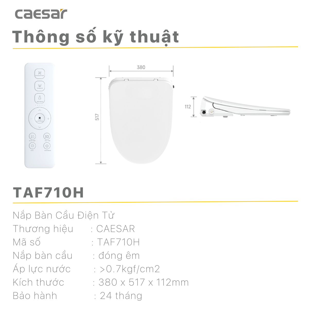 Bồn cầu một khối kết hợp với nắp điện tử - C1374F + TAF710H - Ảnh 27