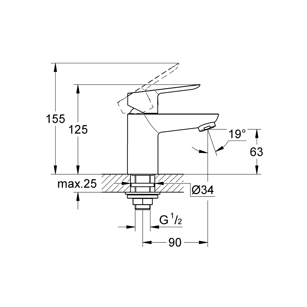 Vòi Lavabo nóng lạnh BauEdge GROHE 32861000 - Ảnh 3