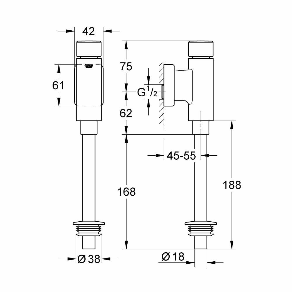 Van xả tiểu nhấn Rondo GROHE 37342000 - Ảnh 3