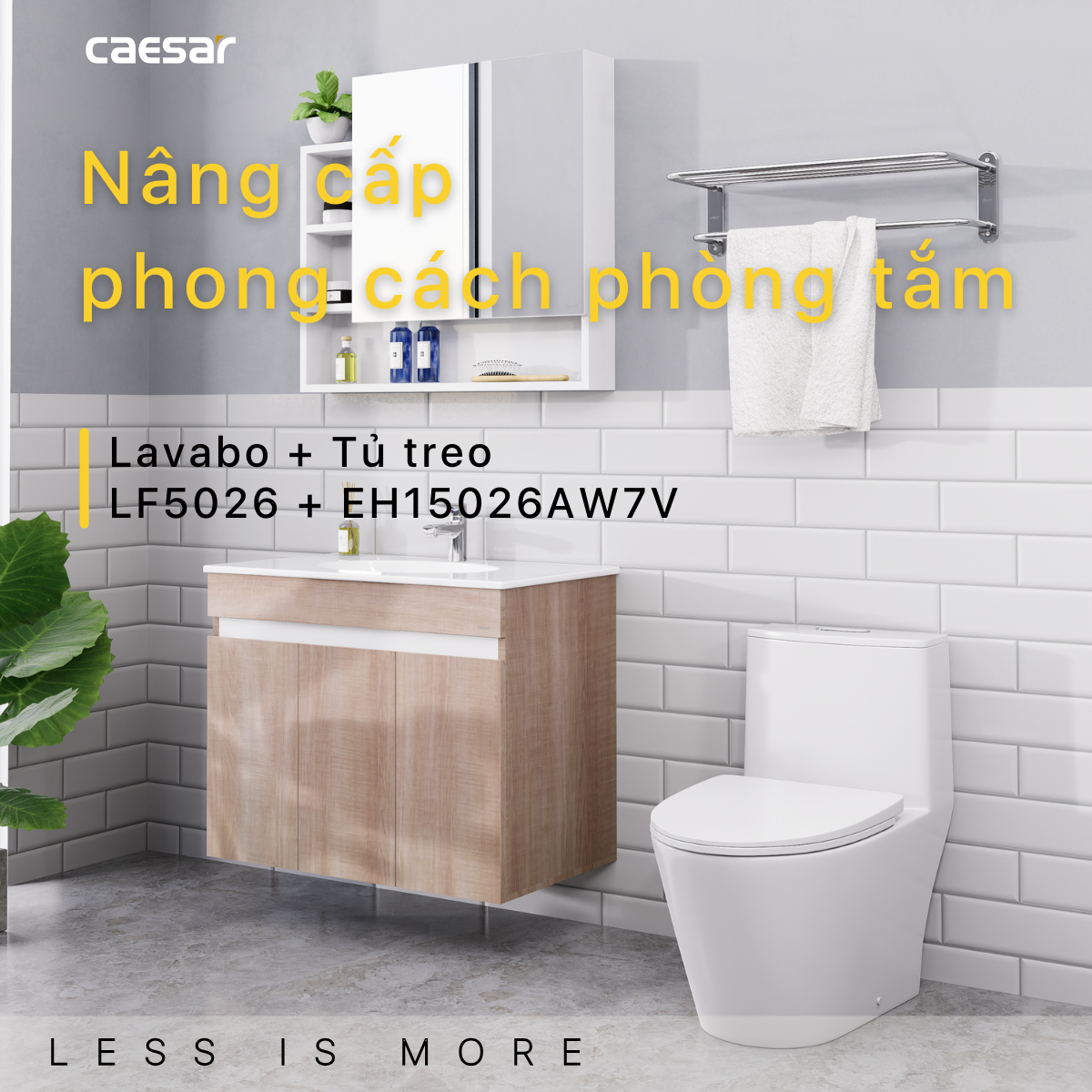 Lavabo kết hợp tủ treo lavabo - LF5026 + EH15026AW7V - Ảnh 2