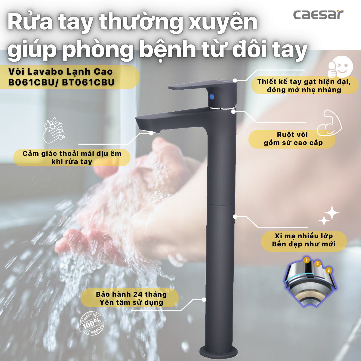 Vòi Lavabo cao Lavabo lạnh - B061CBU - Ảnh 2